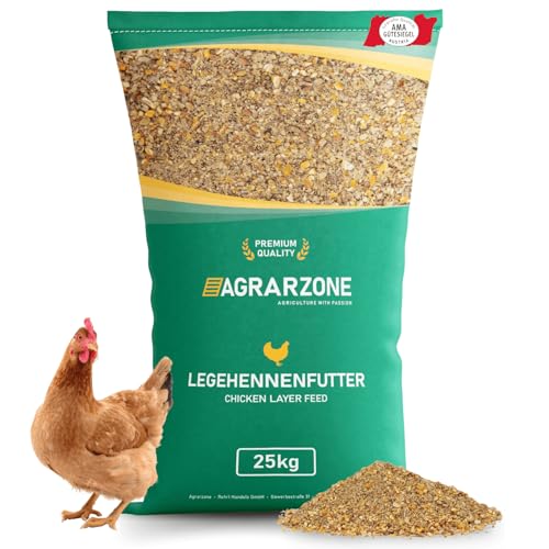 Agrarzone Legemehl für Hühner 25kg - Staubfreies Legehennenfutter 100% Gentechnikfrei - Starke Eierschalen & Hohe Legeleistung - Legekorn Legefutter für Hühner von Agrarzone