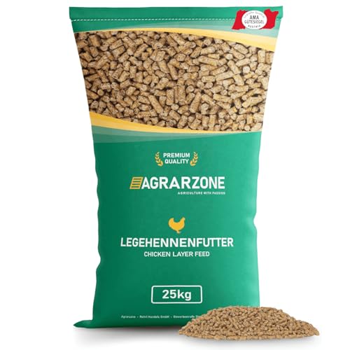 Agrarzone Legehennenfutter Premium 25 kg - Hühnerfutter Pellets 100% Gentechnikfrei - Starke Eierschalen & Hohe Legeleistung - Staubfreies Legefutter für Hühner von Agrarzone