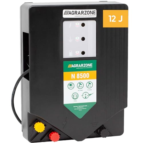 Agrarzone N8500 Weidezaungerät 230V, 12 Joule - Extra Starkes Elektrozaun Gerät 10.000V - LED-Kontrolle - Hohe Hütesicherheit für Pferde, Rinder, Schafzaun, Weidezaun von Agrarzone