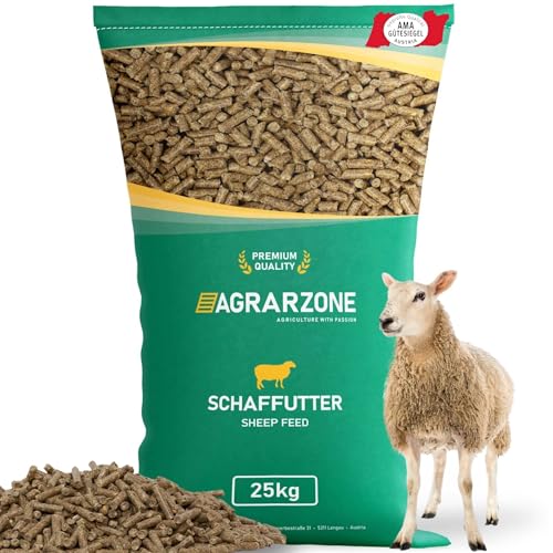 Agrarzone Schaffutter Pellets 25 kg - AMA-Gütesiegel Zertifiziert - Natürliches Ziegenfutter und Schaf Futter 25KG - 100% Gentechnikfrei & gereinigt - Für Wohlbefinden Ihrer Schafe von Agrarzone