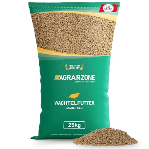 Agrarzone Wachtelfutter Premium 25 kg - Optimales Wachtelfutter und Legewachtelfutter 25KG für gesunde und produktive Wachteln - Gentechnikfrei und gereinigt - AMA-Gütesiegel Zertifiziert von Agrarzone