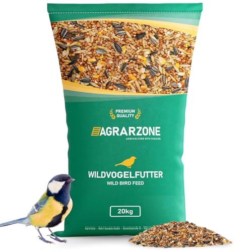 Agrarzone Vogelfutter Wildvögel ganzjährig 20Kg - Wildvogelfutter 20Kg mit hochwertigem Körner-Mix für alle Vögel - Fettfutter mit Sonnenblumenkerne - Staubfrei & ohne Zusatzstoffe von Agrarzone