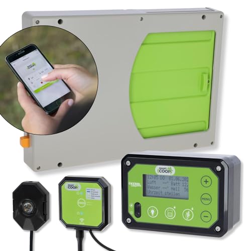 Kerbl Smart Coop WLAN automatische Hühnerklappe - Plug & Play Lösung - App-Steuerung weltweit - Seitlich öffnende Hühnertür mit LED Stallbeleuchtung von Agrarzone