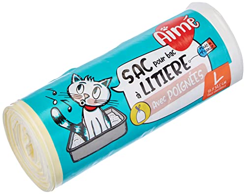 Aimé|Beutel für Katzentoiletten & Zubehör x8 Universalformat 50x38,5cm| Katzenklo Beutel mit Griffen und Verschluss|Für das Wohlbefinden Ihrer Katze|Für alle Arten von Katzentoilette & Katzen Zubehör von Agrobiothers