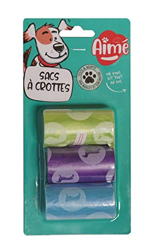 Aime Nachfüllpack für Hunde, praktisch und robust, 3 Rollen mit je 15 Beuteln von Aime