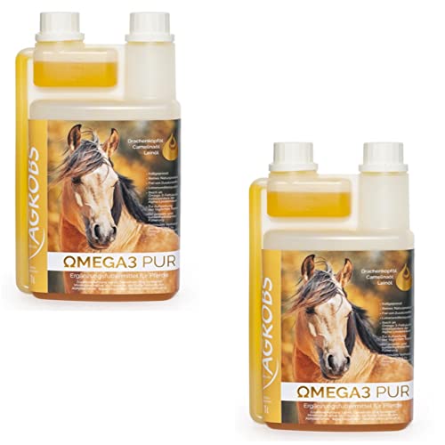 Agrobs OMEGA3 PUR Ölmischung für Pferde - Doppelpack - 2 x 1 L Flasche von AGROBS