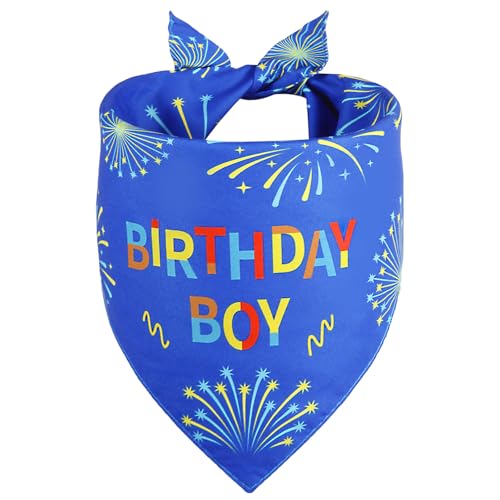 Agroon Bandana für Geburtstag, Hund, Jungen, klein, strapazierfähig, dreieckig, wendbar, Taschentuch für Welpen, Haustiere, Blau, 1 Stück von Agroon