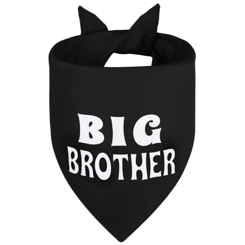 Agroon Big Brother Hundehalstuch, schwarz, groß, verstellbar, Dreieckstuch, Schwangerschaftsankündigung, Neugeborenes für die Familie. von Agroon