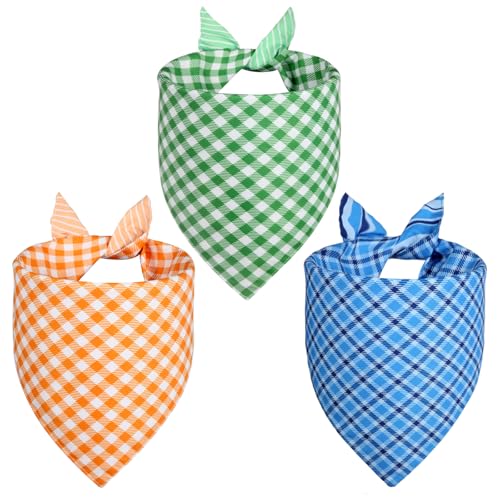 Agroon Hundehalstuch, Sommerschal, strapazierfähig, dreieckig, wendbar, Orange, Blau, Grün, 3 Stück von Agroon
