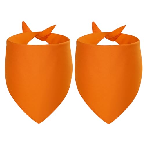 Agroon Unbedruckte Hundehalstücher, Orange, groß, 2 Stück, DIY-Schal, solide Baumwolle, langlebig, dreieckig, wendbar, Taschentuch für Welpen, Haustiere, personalisierbar, Geburtstag/Party, lustige von Agroon