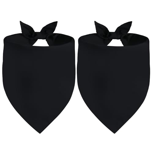 Agroon Unbedruckte Hundehalstücher, schwarz, Größe XL, 2 Stück, DIY-Schal, solide Baumwolle, langlebig, dreieckig, wendbar, Taschentuch für Welpen, Haustiere, personalisierbar, Geburtstag/Party von Agroon
