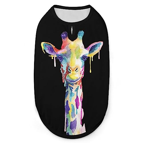 Aquarell-Giraffe-Hunde-Shirts, Sommer-Haustier-T-Shirts, weiches, ärmelloses Tank-Top, Haustier-Kleidung für kleine Welpen und Katzen von Ahdyr