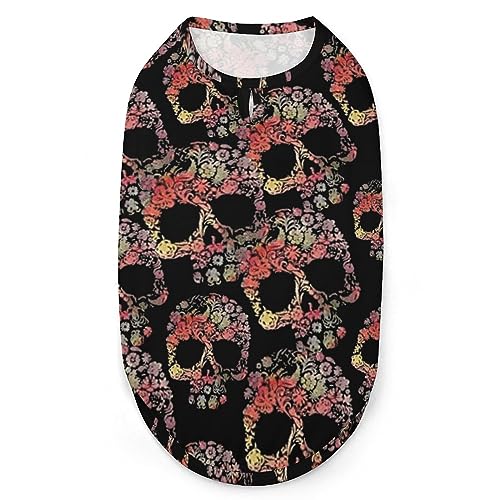Blumen-Totenkopf-Kunst-Hunde-Shirts, Sommer-Haustier-T-Shirts, weiches, ärmelloses Tank-Top, Haustier-Kleidung für kleine Welpen und Katzen Blumen-Totenkopf-Kunst-Hunde-Shirts, Sommer-Haustier-T-Shirts, weiches, ärmelloses Tank-Top, Haustier-Kleidung für kleine Welpen und Katzen von Ahdyr