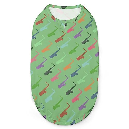 Bunte Saxphones Hunde-Shirts, Sommer-Haustier-T-Shirts, weiche, ärmellose Tank-Top-Haustierkleidung für kleine Welpen und Katzen Bunte Saxphones Hunde-Shirts, Sommer-Haustier-T-Shirts, weiche, ärmellose Tank-Top-Haustierkleidung für kleine Welpen und Katzen von Ahdyr