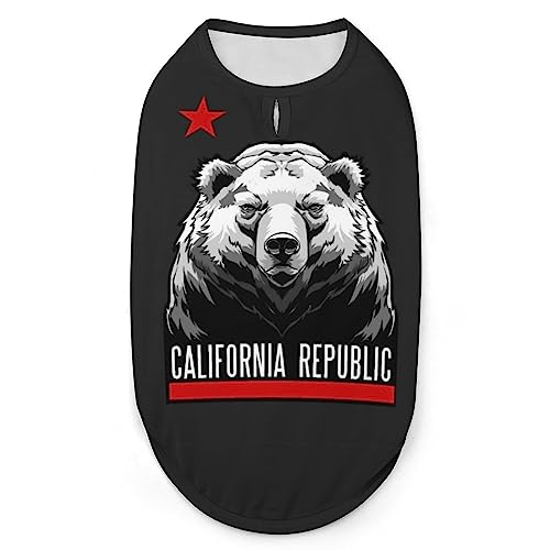 California Republic State Bear Hunde-Shirts, Sommer-Haustier-T-Shirts, weiches, ärmelloses Tank-Top, Haustierkleidung für kleine Welpen und Katzen von Ahdyr