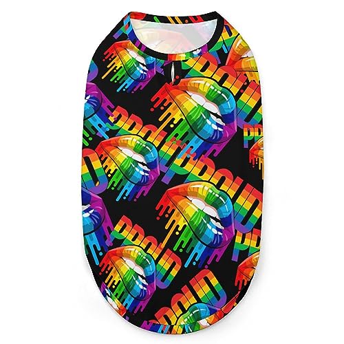 Gay Homosexuell Lesben Rainbow Lips Pride Hunde-Shirts, Sommer-Haustier-T-Shirts, weiche, ärmellose Tank-Top-Haustierkleidung für kleine Welpen und Katzen Gay Homosexuell Lesben Rainbow Lips Pride Hunde-Shirts, Sommer-Haustier-T-Shirts, weiche, ärmellose Tank-Top-Haustierkleidung für kleine Welpen und Katzen von Ahdyr