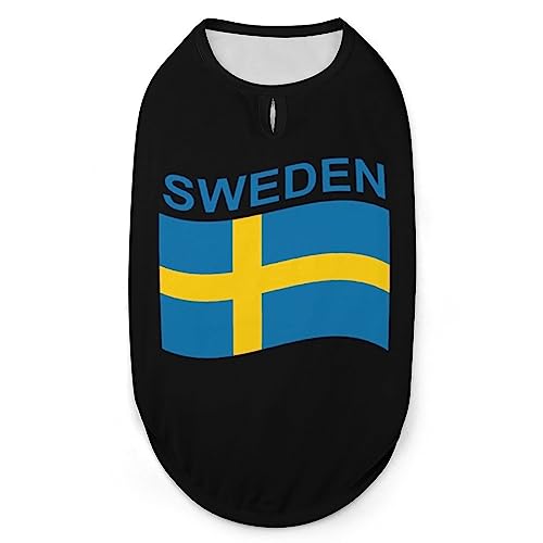 Hunde-Shirts mit Flagge von Schweden, Sommer-Haustier-T-Shirts, weiches, ärmelloses Tank-Top, Haustierkleidung für kleine Welpen und Katzen von Ahdyr
