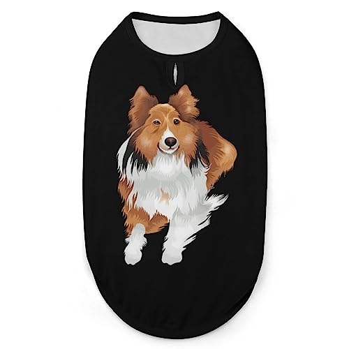 Sheltie Collie Shetland Sheepdog Hunde-Shirts, Sommer-Haustier-T-Shirts, weiches, ärmelloses Tank-Top, Haustier-Kleidung für kleine Welpen und Katzen von Ahdyr