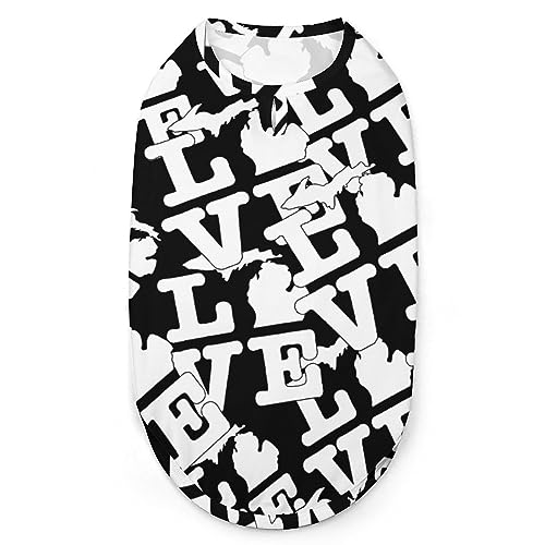 Sommer-Haustier-T-Shirts mit „I Love Michigan Map-Hundehemden, weiches, ärmelloses Tanktop, Haustierkleidung für kleine Welpen und Katzen Sommer-Haustier-T-Shirts mit „I Love Michigan Map-Hundehemden, weiches, ärmelloses Tanktop, Haustierkleidung für kleine Welpen und Katzen von Ahdyr