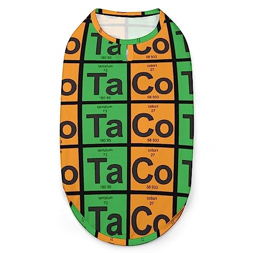 Taco-Periodic Table of Elements Hunde-Shirts, Sommer-Haustier-T-Shirts, weiche, ärmellose Tank-Top-Haustierkleidung für kleine Welpen und Katzen von Ahdyr