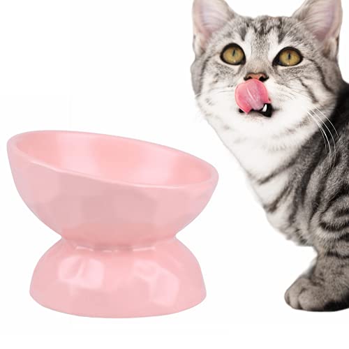 Keramik-Katzennäpfe, erhöhter Futternapf für den Innenbereich, rutschfester Katzennapf für Futter und Wasser, leicht zu reinigen und die Wirbelsäule des Haustiers zu schützen (S, Rosa) von Ahn'Qiraj