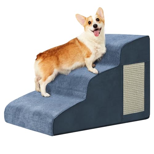 Haustiertreppe, Hundetreppe für kleine Hunde, Hundetreppe, 3-stufige gebogene Hunderampe für Bett, Couch, Sofa, Auto und Stühle, rutschfeste Unterseite, Katzenkratzbrett, hochdichter Schaumstoff, Haustiertreppe, Hundetreppe für kleine Hunde, Hundetreppe, 3-stufige gebogene Hunderampe für Bett, Couch, Sofa, Auto und Stühle, rutschfeste Unterseite, Katzenkratzbrett, hochdichter Schaumstoff, von Ahpmeoa