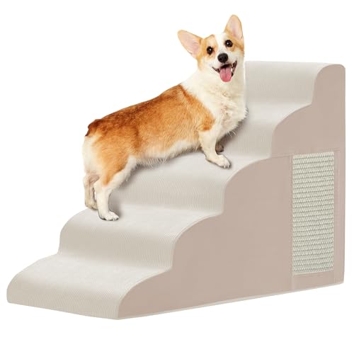 Haustiertreppe, Hundetreppe für kleine Hunde, Hundetreppe, 5-stufige gebogene Hunderampe für Bett, Couch, Sofa, Auto und Stühle, rutschfeste Unterseite, Katzenkratzbrett, hochdichter Schaumstoff, Haustiertreppe, Hundetreppe für kleine Hunde, Hundetreppe, 5-stufige gebogene Hunderampe für Bett, Couch, Sofa, Auto und Stühle, rutschfeste Unterseite, Katzenkratzbrett, hochdichter Schaumstoff, von Ahpmeoa