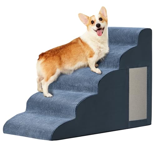 Haustiertreppe, Hundetreppe für kleine Hunde, Hundetreppe, 5-stufige gebogene Hunderampe für Bett, Couch, Sofa, Auto und Stühle, rutschfeste Unterseite, Katzenkratzbrett, hochdichter Schaumstoff Haustiertreppe, Hundetreppe für kleine Hunde, Hundetreppe, 5-stufige gebogene Hunderampe für Bett, Couch, Sofa, Auto und Stühle, rutschfeste Unterseite, Katzenkratzbrett, hochdichter Schaumstoff von Ahpmeoa