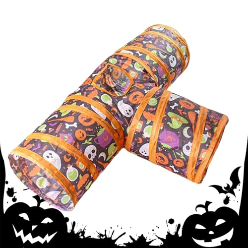 Ahuuen Halloween Katzen Tunnel,Interaktive Halloween Katzentunnel Verstecke | Klappbare Höhle für Kleintiere Festversteck für Haustiere | Für Welpen Kaninchen Frettchen Hamster von Ahuuen