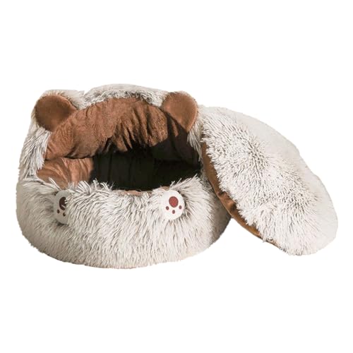 Ahuuen Katzen Kuppelbett,Runde Beruhigende Schlafhöhle Mit Kapuze - Warmer Schlafsack Und Nest Für Winter Kleine Hunde Und Kätzchen,Innenbereich Balkon Wohnzimmer Wohnung Schlafzimmer Zuhause von Ahuuen