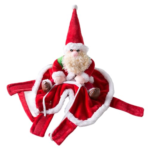 Ahuuen Weihnachtsmann-Kleidung für den Winter, Haustier-Zubehör für Park, Outdoor, Rasen, Zuhause, Zimmer, Spaziergänge, Geburtstagsparty, Garten, Erntedankfest, Hinterhof, Wohnung von Ahuuen