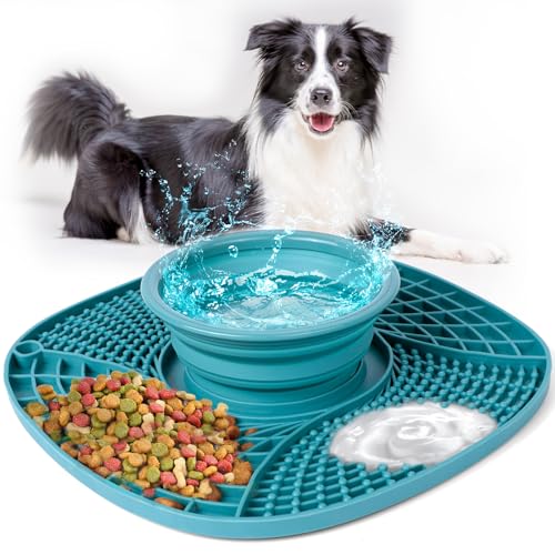 AiQInu Leckmatte Hund mit Wassernapf, Schleckmatte Hund mit Saugnapf für Linderung von Hundeangst, Futtermatte für Butter, Joghur, für Hundebaden, Trainieren, Fellpflege & Klauenpflege AiQInu Leckmatte Hund mit Wassernapf, Schleckmatte Hund mit Saugnapf für Linderung von Hundeangst, Futtermatte für Butter, Joghur, für Hundebaden, Trainieren, Fellpflege & Klauenpflege von AiQInu
