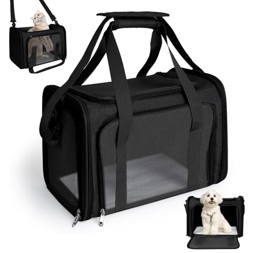 AiQInu Transporttasche Katze Hund, Faltbare Katzenrucksack mit Einstellbar Schultergurt, Hundebox Katzen Transportboxen Tragfähigkeit 3-6kg, für Mittel Kleine Hund Katze Haustiere im Flugzeug, Schwarz AiQInu Transporttasche Katze Hund, Faltbare Katzenrucksack mit Einstellbar Schultergurt, Hundebox Katzen Transportboxen Tragfähigkeit 3-6kg, für Mittel Kleine Hund Katze Haustiere im Flugzeug, Schwarz von AiQInu