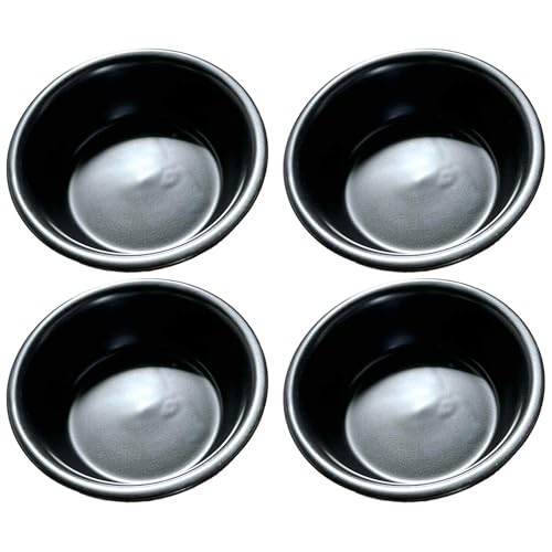 Runder Keramik-Katzennapf-Set, 4, Katzenfutter- oder Wassernapf, Anti-Erbrechen, stressfrei, für Katzen und kleine Hunde, Schwarz (200 ml) von AiXception