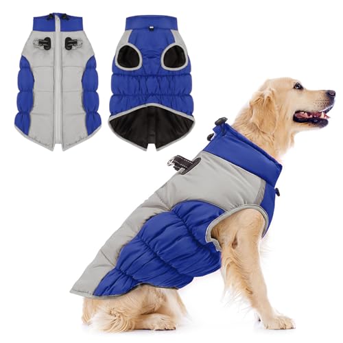 Aiboria Hundejacke Winterweste Hundemantel Jacken Hundepullover Haustier Winddicht Wasserdicht Ärmellose Gepolsterte Weste Mit Gurt Blau 4XL Aiboria Hundejacke Winterweste Hundemantel Jacken Hundepullover Haustier Winddicht Wasserdicht Ärmellose Gepolsterte Weste Mit Gurt Blau 4XL von Aiboria