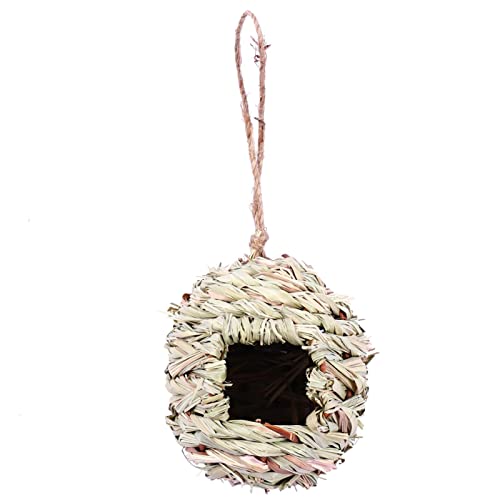 Aibyks Gras Vogelhäuser - Kugelförmiges Kolibri-Nest zum Aufhängen im Freien,Kleine Gras-Vogelhäuser Naturfaser-Vogelhütte für Fink-Kanarien- eise von Aibyks