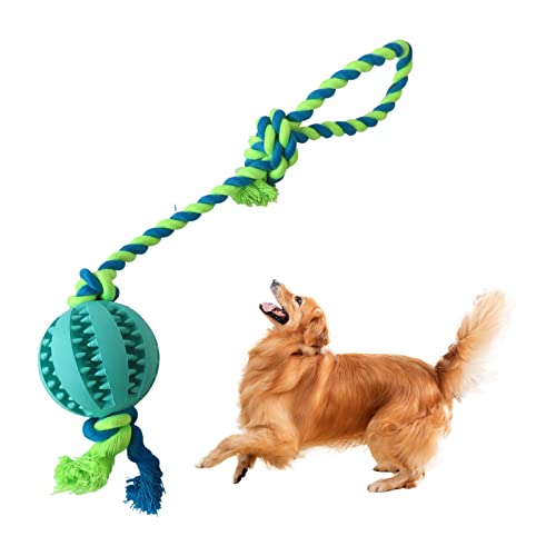 Aibyks Hundekauspielzeugball, Interaktives Bissfestigkeits-Hundezahnreinigungsspielzeug, Futterausgabe Hundekauspielzeugball für kleine mittelgroße Hunde von Aibyks