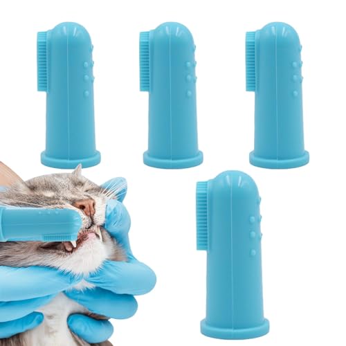 Aibyks Hundezahnreinigungsbürste, Haustierzahnbürste Finger - Silikon-Fingerzahnbürste für Haustiere,Weiches, tragbares Katzenzahnbürsten-Set, Wiederverwendbare Fingerbürste für Hundezähne, von Aibyks