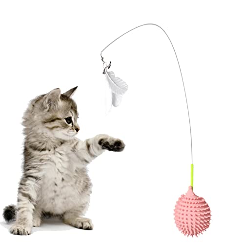Aibyks Katze Zauberstab,Leichtes niedliches Katzen-Angelrutenspielzeug | Interaktiver Katzenspielzeugstab, Kätzchenspielzeug für Hauskatzen zu Spielen, Jagen und Trainieren von Aibyks