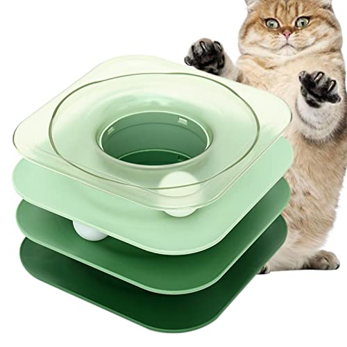 Aibyks Katzen-Plattenspieler-Kugelspielzeug | Katzenspielzeug mit 3 Ebenen,Katzenturm für Hauskatzen, Übungsturm, Katzenballspielzeug für eine oder mehrere Katzen von Aibyks