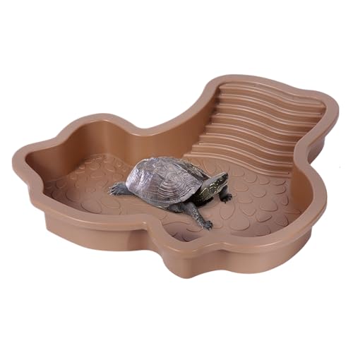 Aibyks Reptilien Badebecken, Wasserschale Für Wasserschildkröten Mit Einstiegsrampe, Einweichschale mit Rampe, Terrarium Zubehör Sonnenplateau, Aquariumdekoration Futternapf für Amphibien von Aibyks