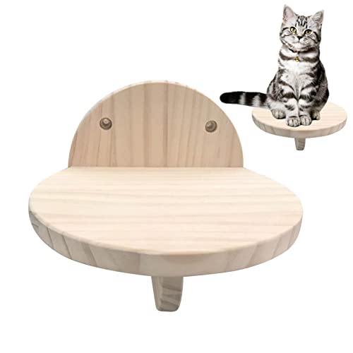 Aibyks Schwimmende Katzenstange | Schwimmendes Katzenregal aus Holz,Katzenmöbel zur Wandmontage, runde Katzenregale, Stufenbett für Hauskatzen zum Spielen und Ausruhen von Aibyks