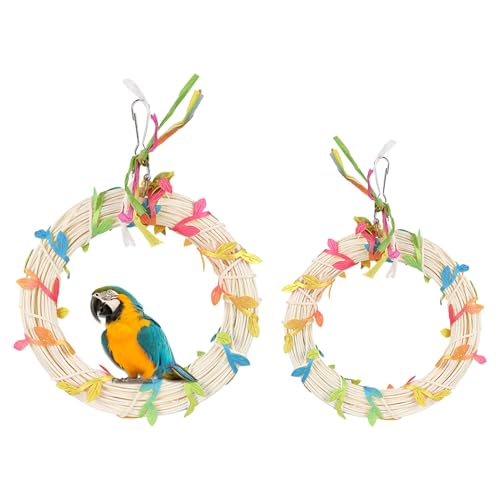 Aibyks Vogelschaukel | Sitzring Für Vögel Mit Blattdekoration,Dekoratives Ringschaukel-Spielzeug Mit Blättern Für Sittiche Conure Für Käfig Garten Terrasse Außenbereich Aibyks Vogelschaukel | Sitzring Für Vögel Mit Blattdekoration,Dekoratives Ringschaukel-Spielzeug Mit Blättern Für Sittiche Conure Für Käfig Garten Terrasse Außenbereich von Aibyks