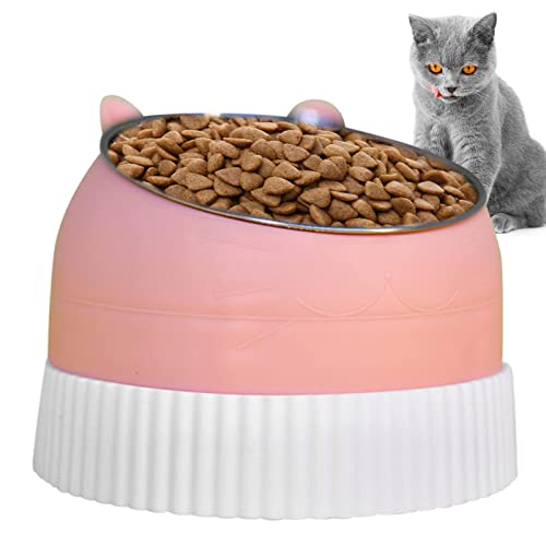 Aibyks Erhöhte Futternäpfe für Katzen,Schnurrhaarfreundlicher, erhöhter, um 15 Grad neigbarer Katzennapf | Wide Shallow Cat Bowl-Raised Cat Food Bowl, Food & Water Flat Cat Dish von Aibyks