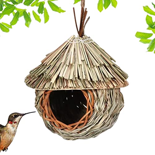 Hängendes Kolibri-Haus | Handgewebtes Kolibri-Nest für draußen | Vogelnest für den Außenbereich, ökologische Vogelhäuschen, Vogelschutzbucht für Gartenfenster, Heimdekoration im Freien Aibyks von Aibyks