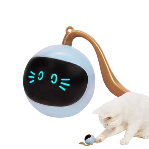 Selbstdrehendes Ball-Katzenspielzeug, simuliertes interaktives Jagd-Katzenspielzeug,Intelligentes, interaktives 2-in-1-Katzenspielzeug mit integriertem, sich drehendem LED-Licht | Automatischer Aibyks von Aibyks