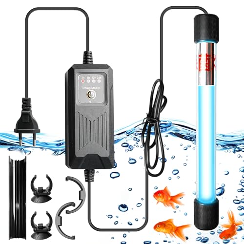 Aquarium UV Sterilisator Lampe mit Timer 13W: Aquarien UV Licht Wasserklärer gegen Algen & Bakterien – UV Licht für Filterbecken, Teich, Pool, Aquarien – UVC Reinigungslampe für klares Wasser von Aicharynic