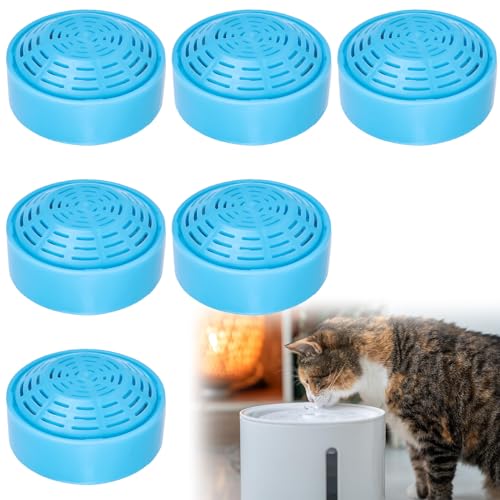 Filter Katzenbrunnen, 6 Stück Katzenbrunnen Filter, Trinkbrunnenfilter mit 2 Liter Edelstahl Runde Haustierbrunnen, Katzenbrunnen Zubehör für Automatische Haustier Brunnen Katze Wasser Brunn von Aicharynic