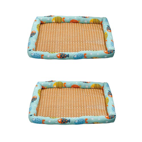 2 Stück Kühlmatte für Hunde Hundebett, Waschbare Hunde Kühlmatte Haustierkissen, Kühldecke Kühlkissen Sommer für Katzen Waschbar Haustiere, Rutschfeste Hundekühlmatte Haustierbett 50 x 40 x 6 cm -B von AidSci