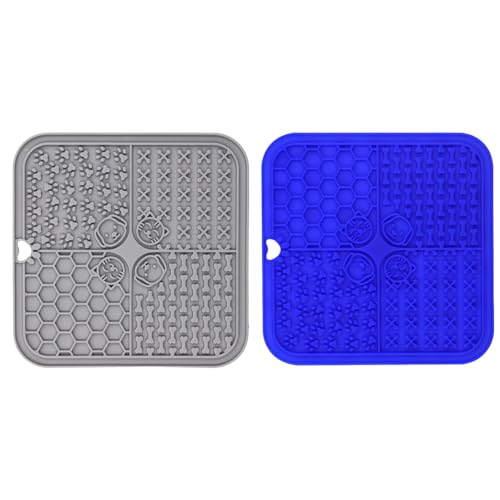 2 Stück Silikon Schleckmatte für Hunde Katze [Upgrad Extra großer Saugnapf] 20cm Leckmatte Hund Slow Feeder, Hund Lick Mat Haustier Futtermatten für Hundeleckerli, Katzenfutter (A, 20x20x1cm) von AidSci